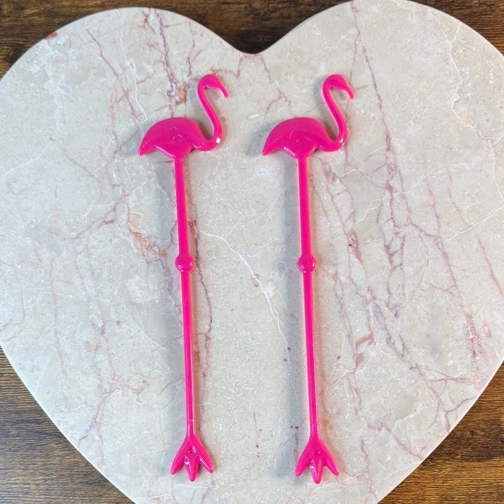 Pink Flamingo Drink Stirrers Set Of 2